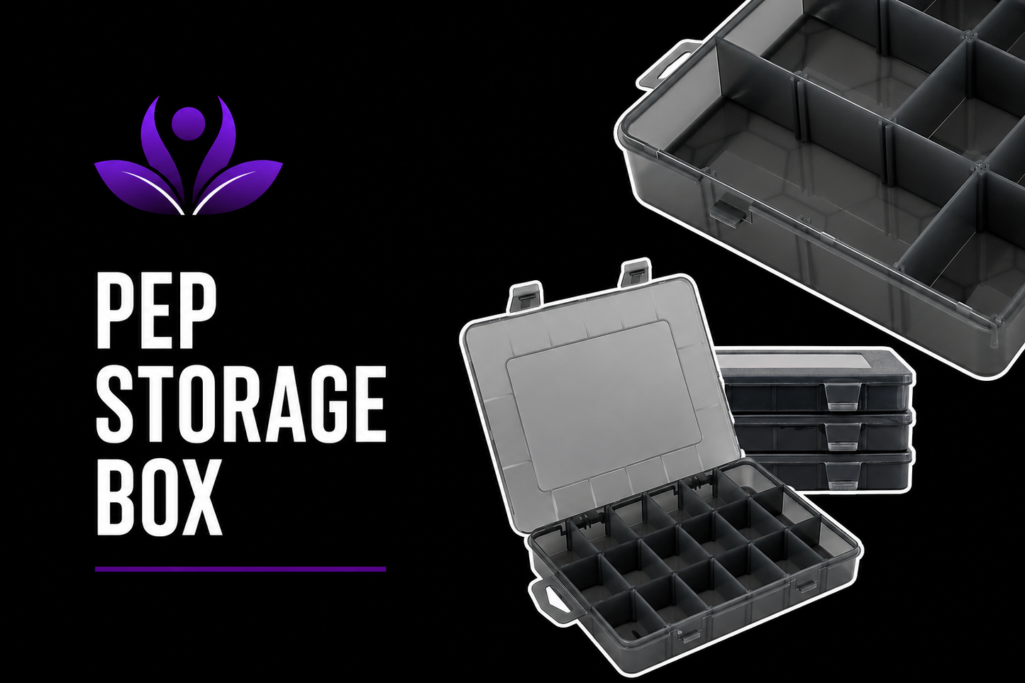 18-Grid Peptide Supply Box Organizer – Grey